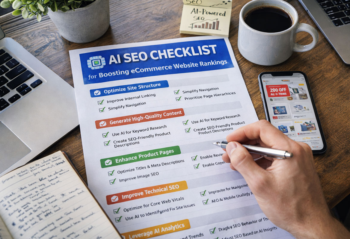 AI SEO Checklist for Boosting eCommerce Website Rankings